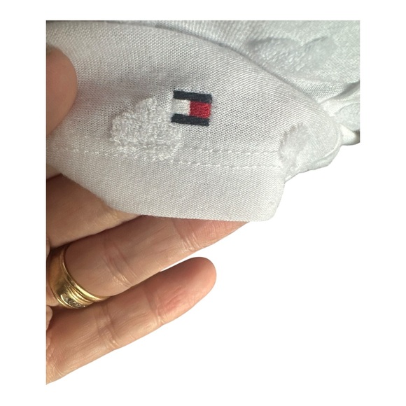 Tommy Hilfiger Women’s Pleated-Shoulder Heart-Texture Top — Size L — White - Picture 9 of 11